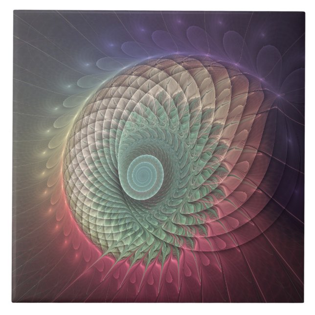 Abstract Snail Colourful Modern Fractal Art Tile (Front)