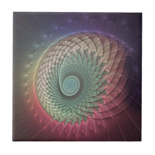 Abstract Snail Colourful Modern Fractal Art Tile