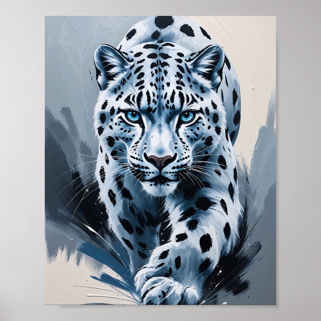 Abstract Snow Leopard Artistic Portrait Poster (Front)