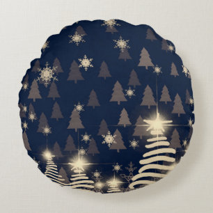 Abstract snowflakes. 2d illustration. Holy Christm Round Cushion