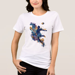 Abstract Soccer Player Fluid Ink Watercolor Art Tri-Blend Shirt