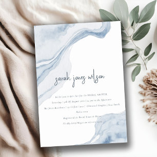Abstract Soft Blue Coastal Sea Beach Bridal Shower Invitation