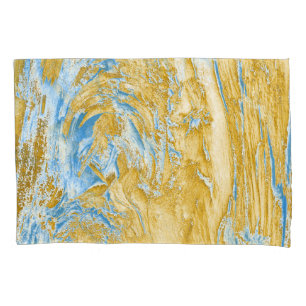 Abstract Soft Blue: Golden Touches. Pillowcase