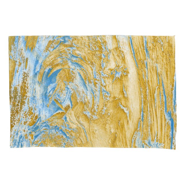 Abstract Soft Blue: Golden Touches. Pillowcase (Front)