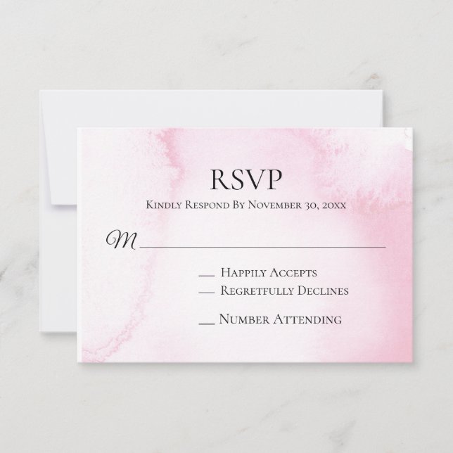 *~* Abstract Soft Blush Pink Wedding RSVP Insert Card (Front)