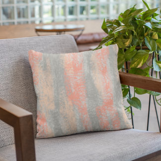 Abstract Soft Hues Coral Peach Grey Cushion