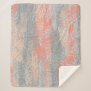 Abstract Soft Hues Coral Peach Grey Sherpa Blanket