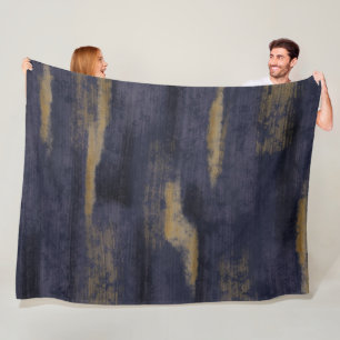 Abstract Soft Hues Deep Blue & Gold Fleece Blanket