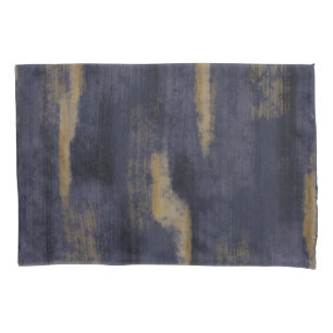 Abstract Soft Hues Deep Blue & Gold  Pillow Case