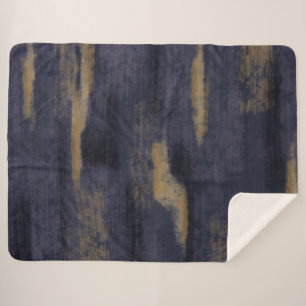 Abstract Soft Hues Deep Blue & Gold Sherpa Blanket