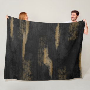Abstract Soft Hues Deep Charcoal & Gold Fleece Blanket