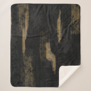 Abstract Soft Hues Deep Charcoal & Gold Sherpa Blanket