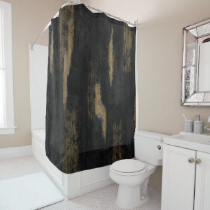 Abstract Soft Hues Deep Charcoal & Gold Shower Curtain