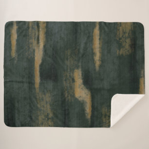 Abstract Soft Hues Deep Green & Gold Sherpa Blanke Sherpa Blanket