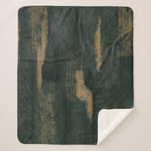 Abstract Soft Hues Deep Green & Gold Sherpa Blanket