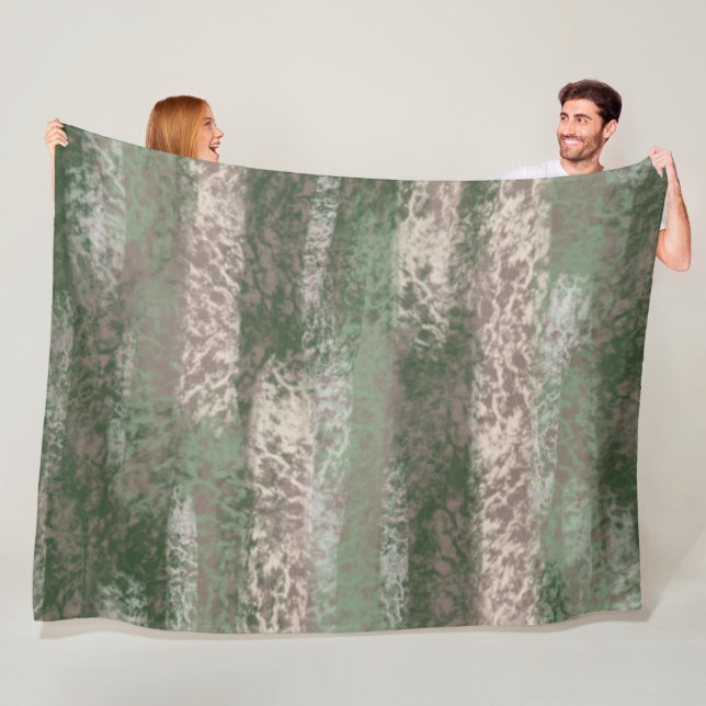 Abstract Soft Hues Grey Beige Green Fleece Blanket (In Situ)