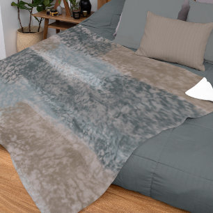Abstract Soft Hues Grey Beige Steel Blue & Brown Sherpa Blanket