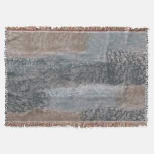 Abstract Soft Hues Grey Beige Steel Blue & Brown Throw Blanket