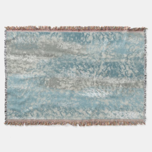 Abstract Soft Hues Grey Teal Throw Blanket (Front)