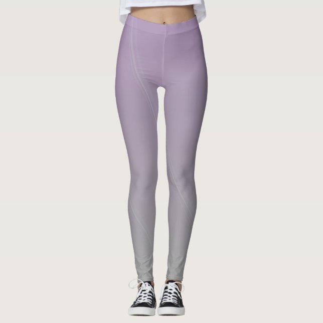 Abstract Soft Lavender and Gray Gradient Backgroun Leggings (Front)