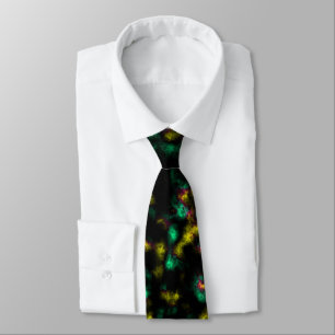 Abstract Soft Plasma in Green and Yellow on Black Tie