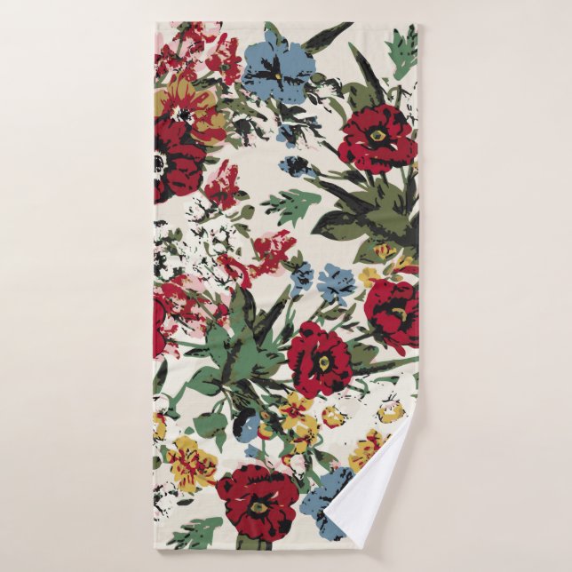 Abstract solid flowers arrangement, all over desig bath towel (Bath Towel)