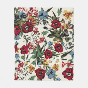 Abstract solid flowers arrangement, all over desig fleece blanket