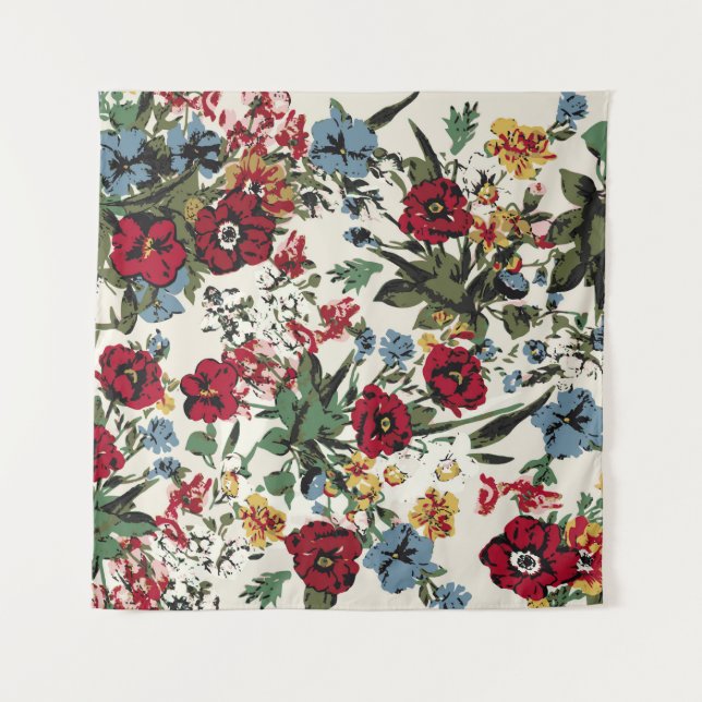 Abstract solid flowers arrangement, all over desig tapestry (Front)