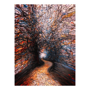 Abstract Solitude Road – Colourful Tree Pathway Photo Print