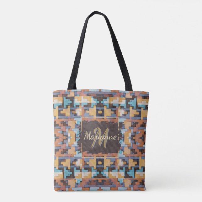 Abstract Southwest Inspired Earth Tones Tote Bag (Back)