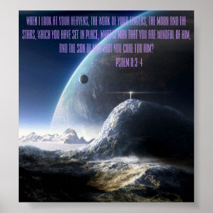 Abstract Space 24" x 24" Poster with Psalms 8:3-4