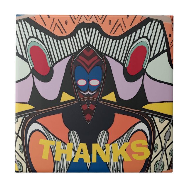 Abstract  Space Alien Tile, edit text Tile (Front)