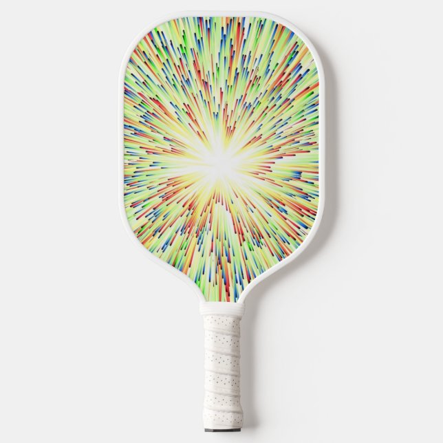 Abstract space bright green blast pickleball paddle (Front)