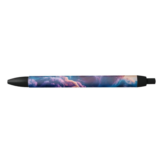 Abstract Space Nebula Art - Colorful Cosmic Black Ink Pen (Front)