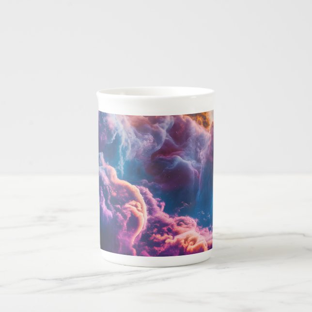 Abstract Space Nebula Art - Colorful Cosmic Bone China Mug (Front)