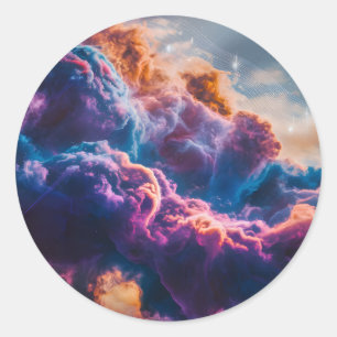 Abstract Space Nebula Art - Colorful Cosmic  Classic Round Sticker