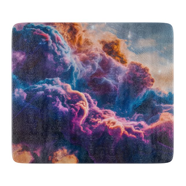 Abstract Space Nebula Art - Colorful Cosmic Cutting Board (Front)