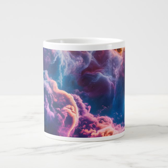 Abstract Space Nebula Art - Colorful Cosmic Large Coffee Mug (Front)