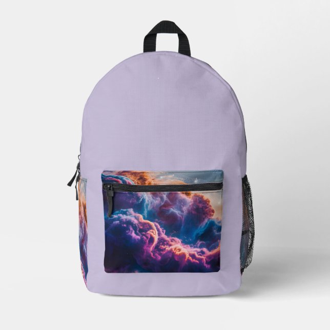 Abstract Space Nebula Art - Colorful Cosmic Printed Backpack (Front)
