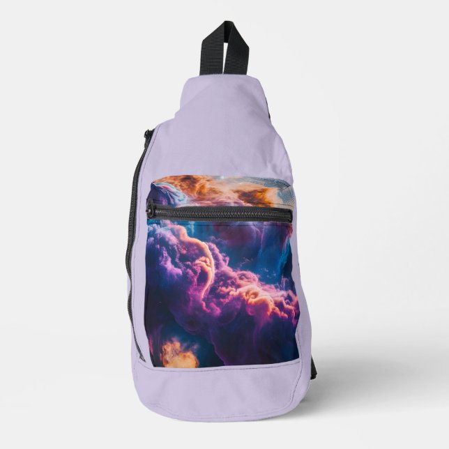 Abstract Space Nebula Art - Colorful Cosmic Sling Bag (Front)