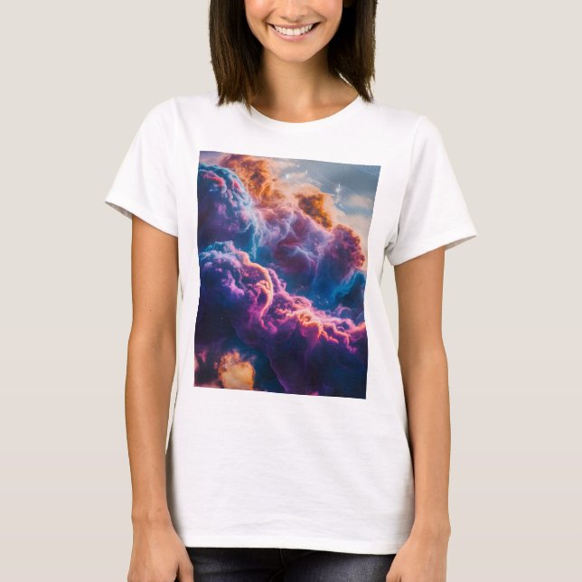 Abstract Space Nebula Art - Colorful Cosmic T-Shirt (Front)