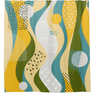 Abstract Space: Smooth Line Ornaments. Shower Curtain