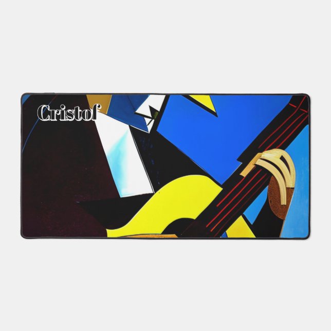 Abstract Spanish Guitarist. Personalised Desk Mat (Front)