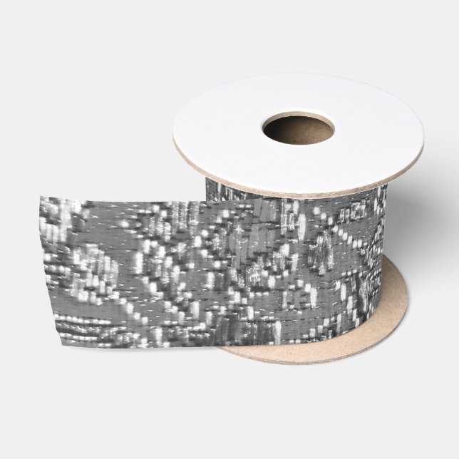 Abstract sparkle white and black samples satin ribbon (Spool)