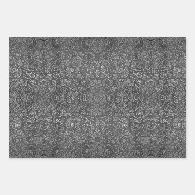 Abstract sparkle white and black samples wrapping paper sheet (Front)