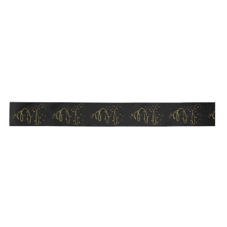 Abstract Sparkling Gold Christmas Tree on Black Satin Ribbon
