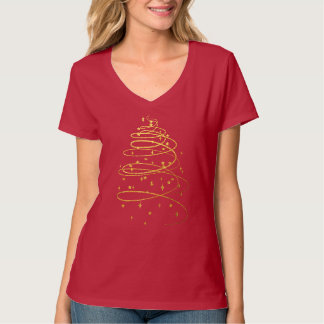 Abstract Sparkling Gold Christmas Tree T-Shirt
