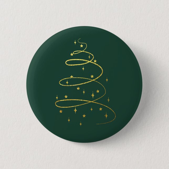 Abstract Sparkling Gold, Green Christmas Tree 6 Cm Round Badge (Front)