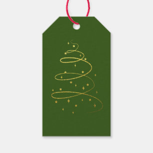 Abstract Sparkling Gold, Green Christmas Tree Gift Tags