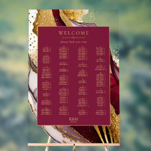 Abstract Sparkling Seating Chart Wine Red ID1018